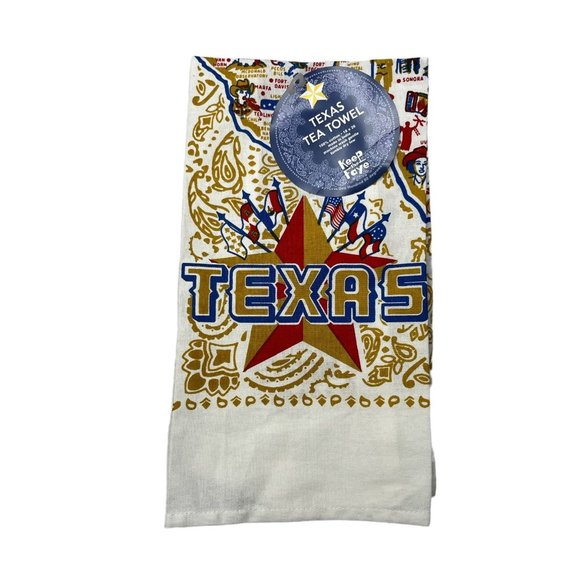 One Hundred Eighty Degrees Texas Tea Towel State Printed Tea Towel - Picture 1 of 8